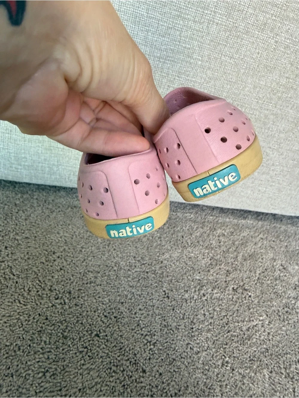 Native Kids Pink Slip-On Water Shoes with Yellow Toe Caps 6C